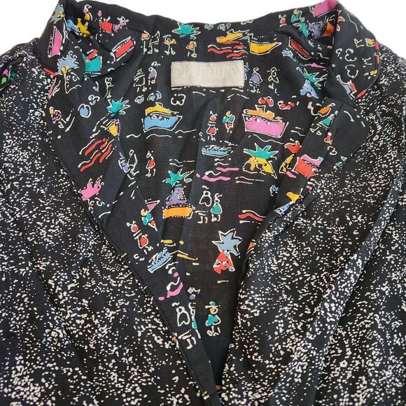 Platinum By Dorothy Schoelen Vintage 80s Abstract Funky Blazer Jacket Women SZ M - Picture 14 of 16